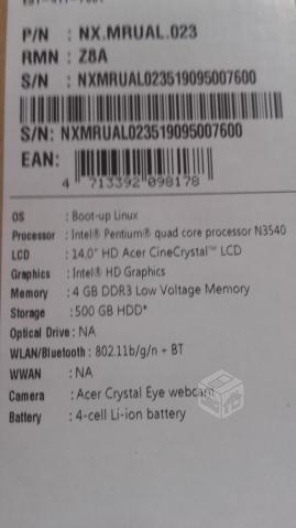 Notebook Acer Aspire E14 NUEVO