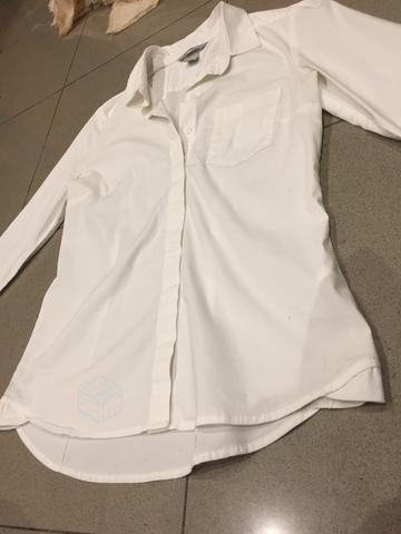 Camisa mujer H&M blanca entallada semitransparente