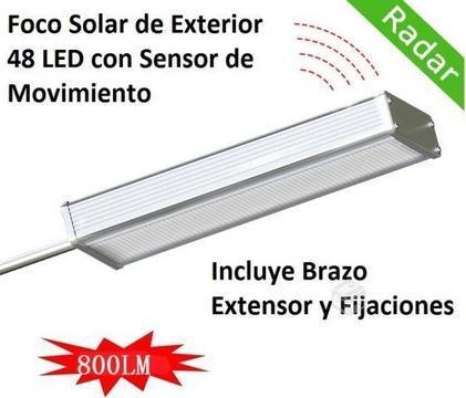 Foco Solar Exterior De 48 Led, 800 Lum + Sensor