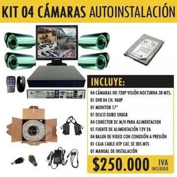 Kit 04 Cámaras De Seguridad