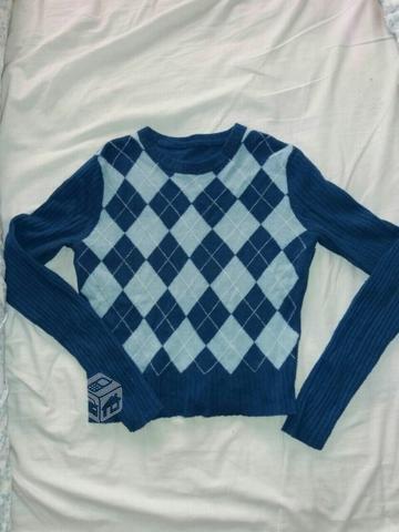 Chaleco azul de rombo talla S