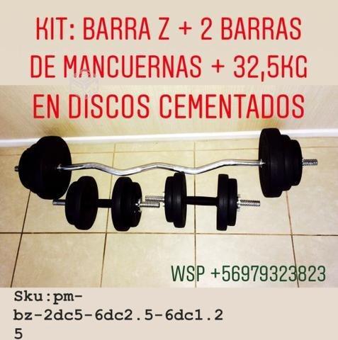 NUEVO KIT 32,5kg + BARRA Z + BARRAS DE MANCHERNAS