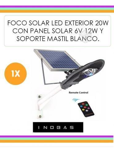 Foco Solar Led 20w + Soporte + Panel Solar 6v 12w