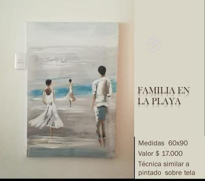 Canvas de familia en la playa