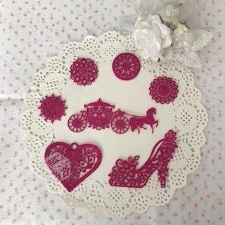 Cortes Goma Eva-Decoración (rosado glitter)