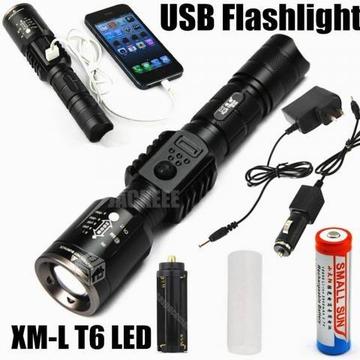Linterna Led Cree T6 Ultrapotente con USB 1800 Lm