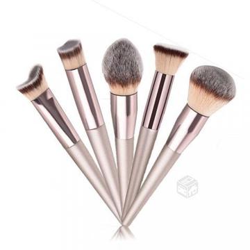 4 Brochas De Maquillaje Cepillos Café Mango